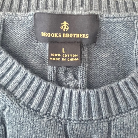 Brooks Brothers Cable Crewneck Cotton Sweater Men's Size L - Picture 5 of 7